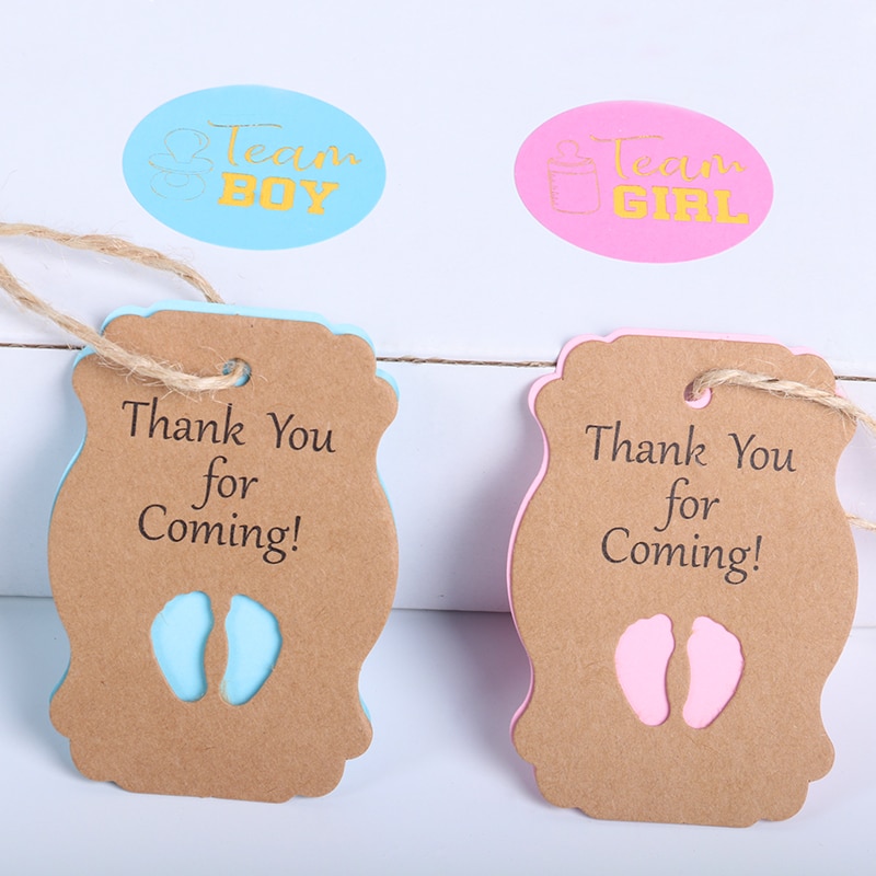 50pcs Baby Shower Tag Labels Thank You for Coming Tags New Born Boy Girl 1st Birthday party decoration babyshower Christening